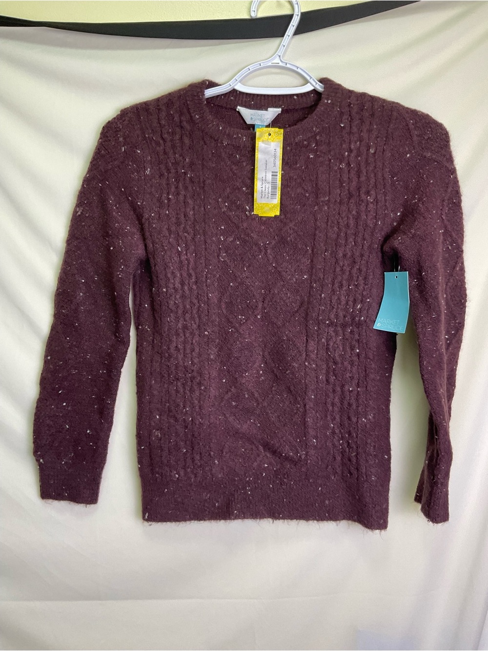 Market & Spruce The Cable Knit Sweater - Plum with Fleck